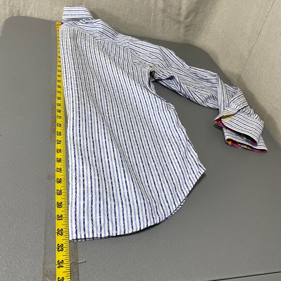 Robert Graham Mens Smoking Bulldog Button Up Shirt Size XL Flip Cuff Artsy Punk - Picture 14 of 15